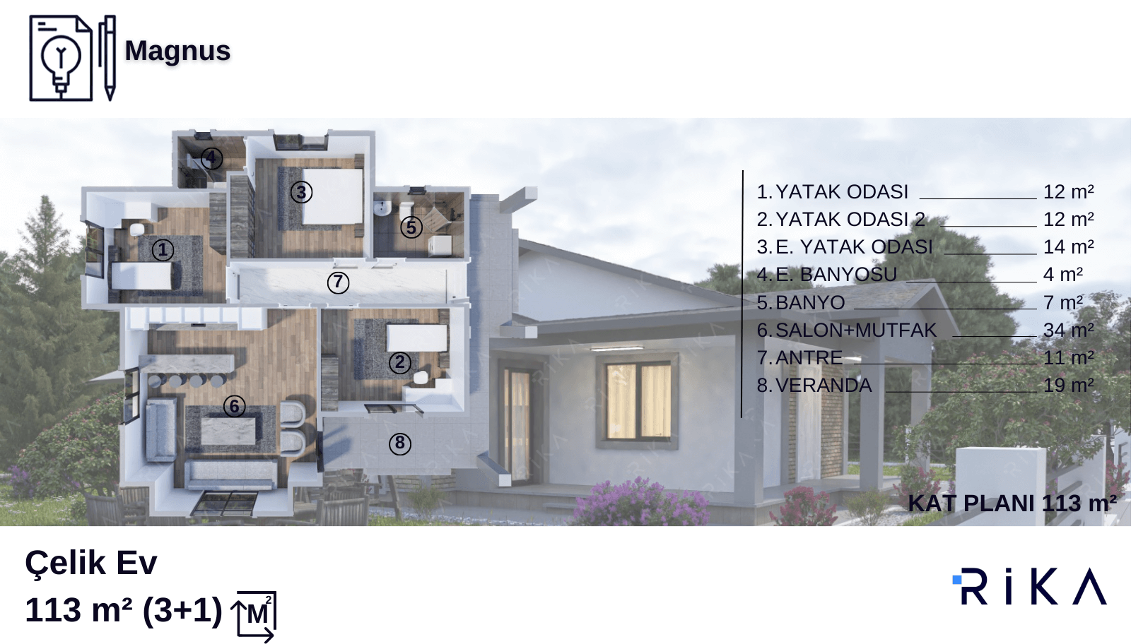 113 m2 Magnus Single Story Lightweight Steel House