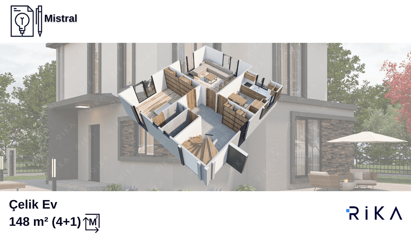 148 m2 Mistral Çift Katlı Hafif Çelik Ev