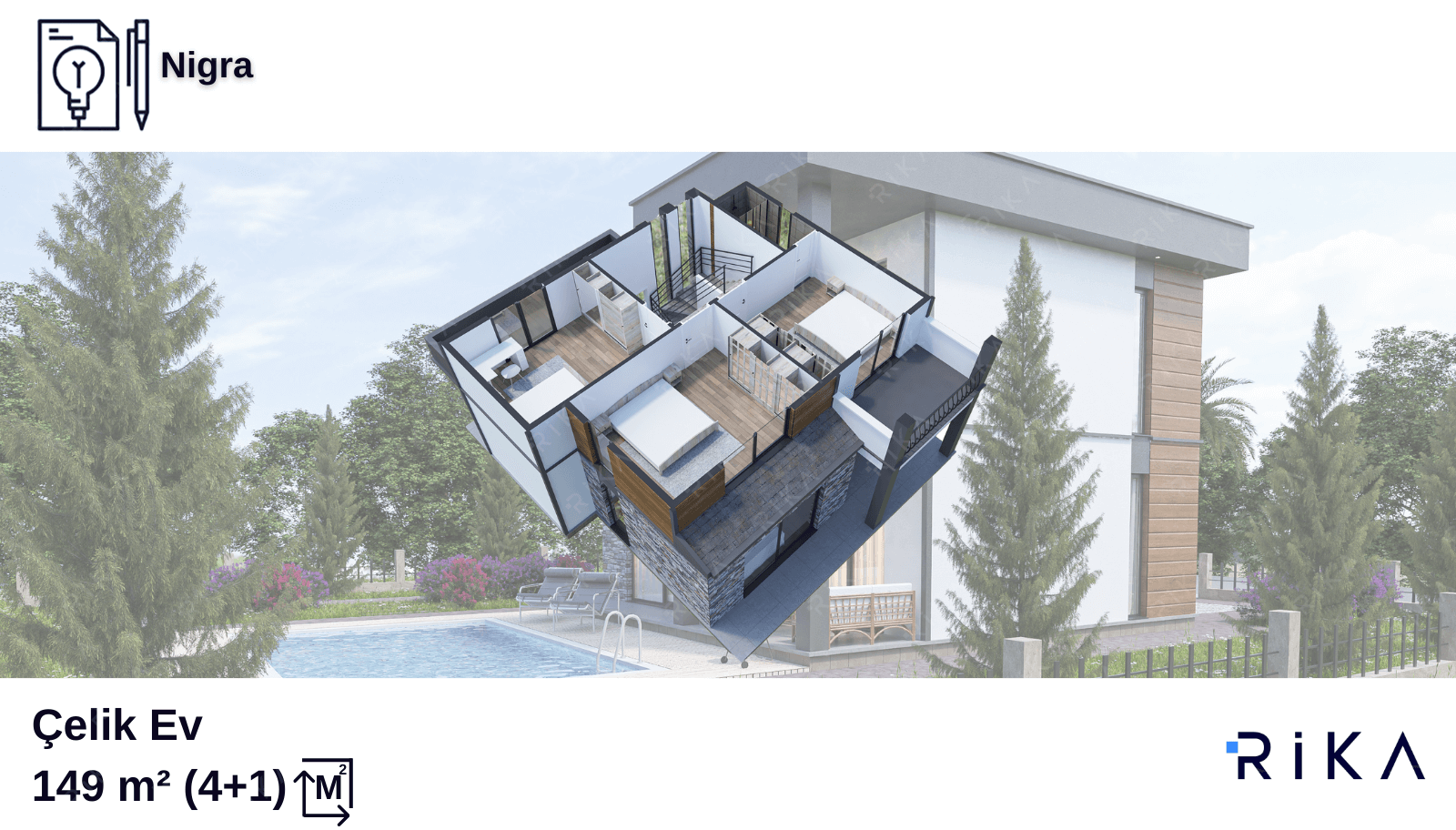 149 m² Nigra Two Story Lightweight Steel House