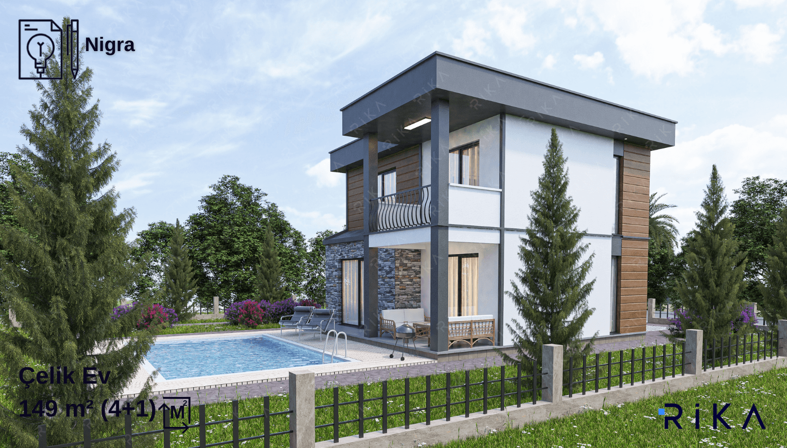 149 m² Nigra Two Story Lightweight Steel House