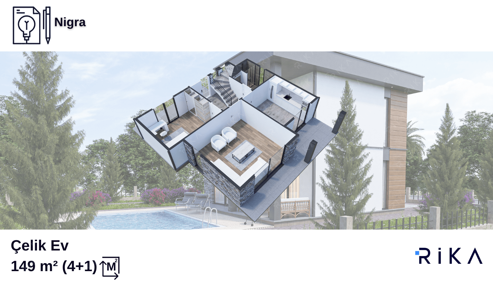 149 m² Nigra Two Story Lightweight Steel House