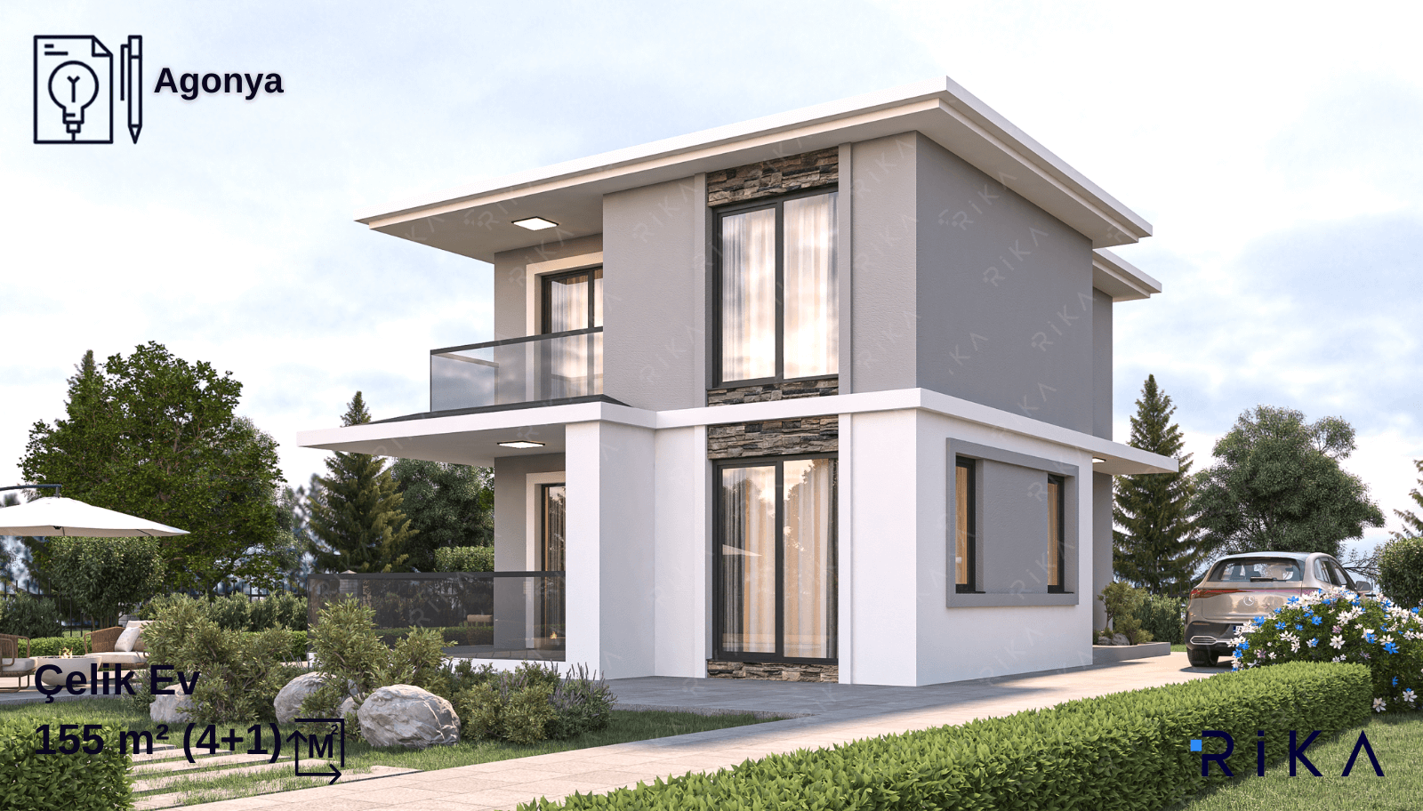 155 m² Agonya Two Story Lightweight Steel House