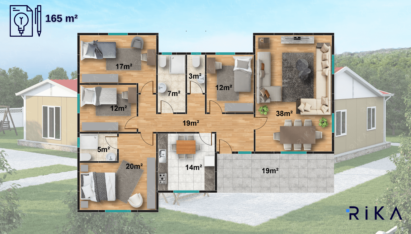 165 m² Single Story Prefabricated House