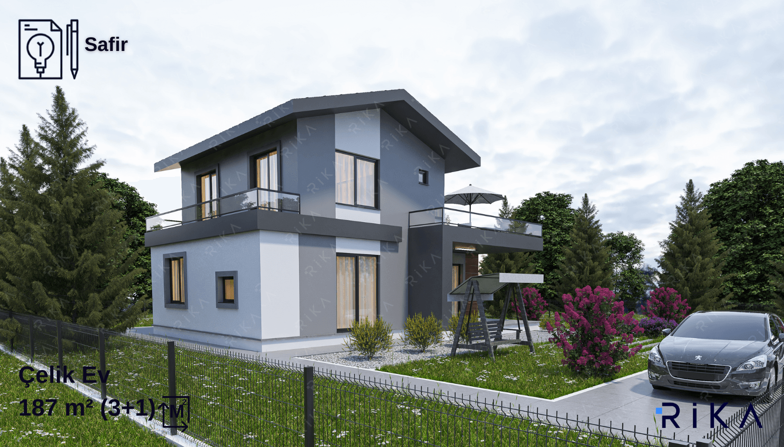 187 m² Safir Two Story Lightweight Steel House