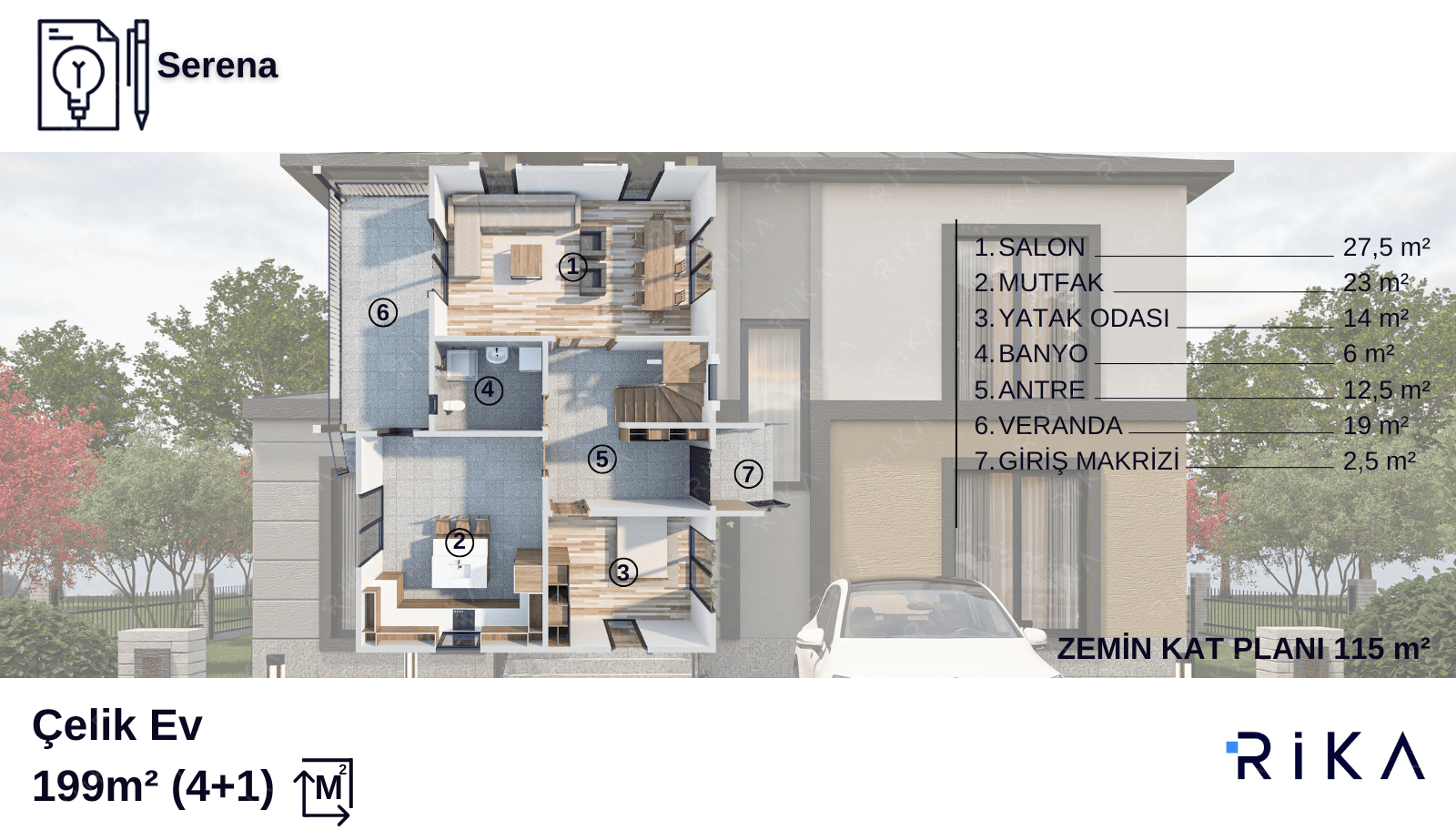 199 m2 Serena Çift Katlı Hafif Çelik Ev