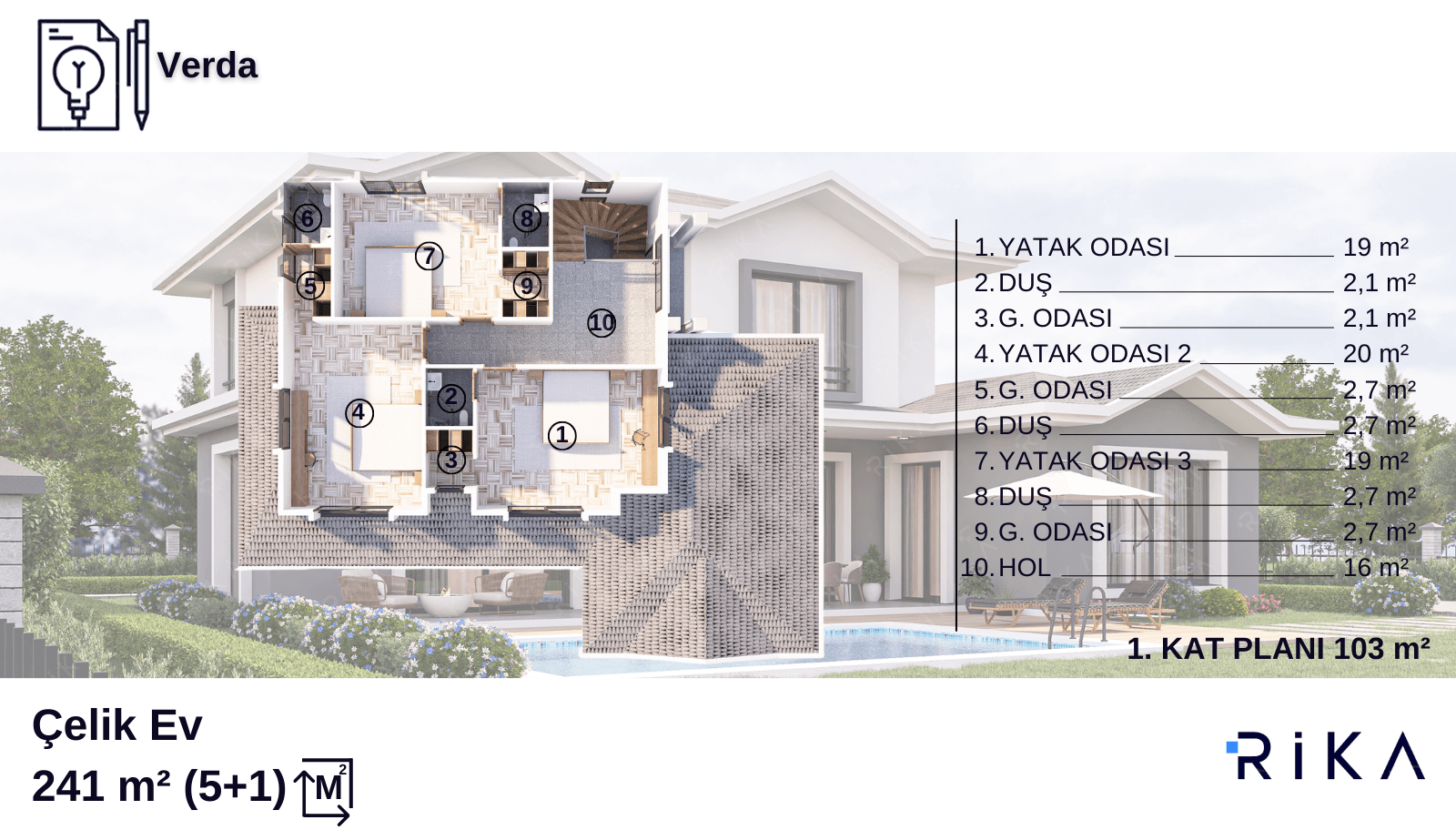 241 m2 Verda Çift Katlı Hafif Çelik Ev