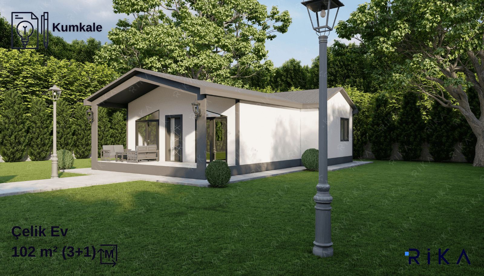 102 m² Kumkale Single Story Lightweight Steel House