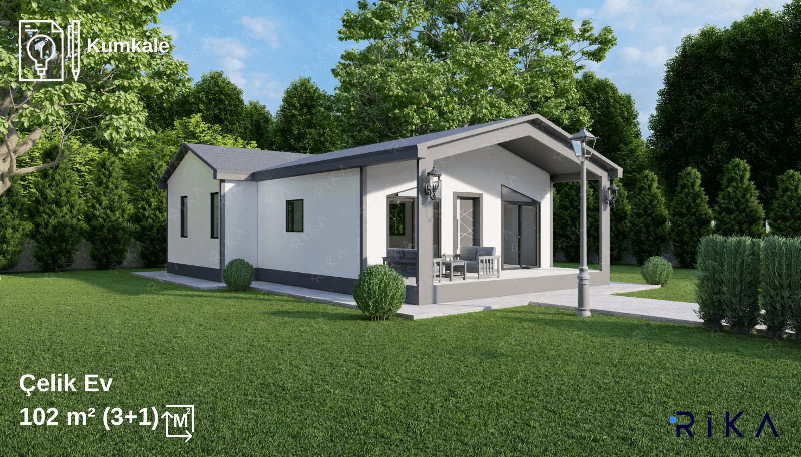 102 m² Kumkale Single Story Lightweight Steel House